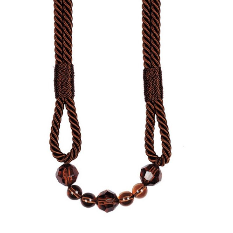 Walnut Brown Beaded Rope Curtain Tieback - Image 2