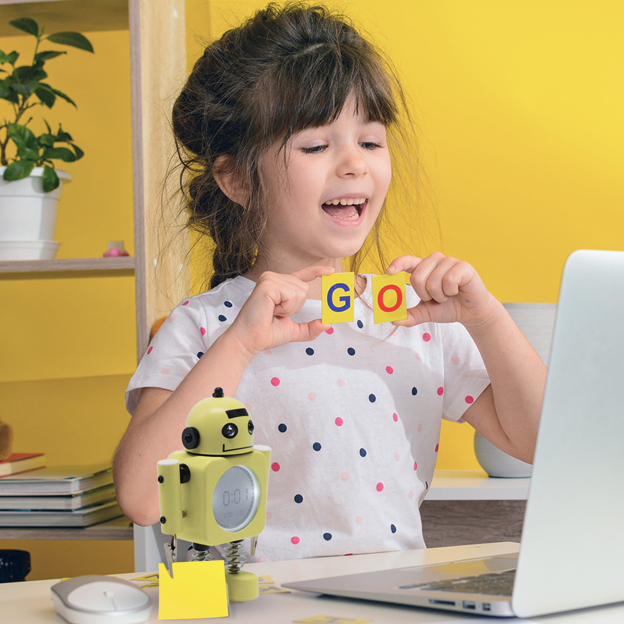 Laser Kids Robot Alarm Clock - Yellow - Image 2