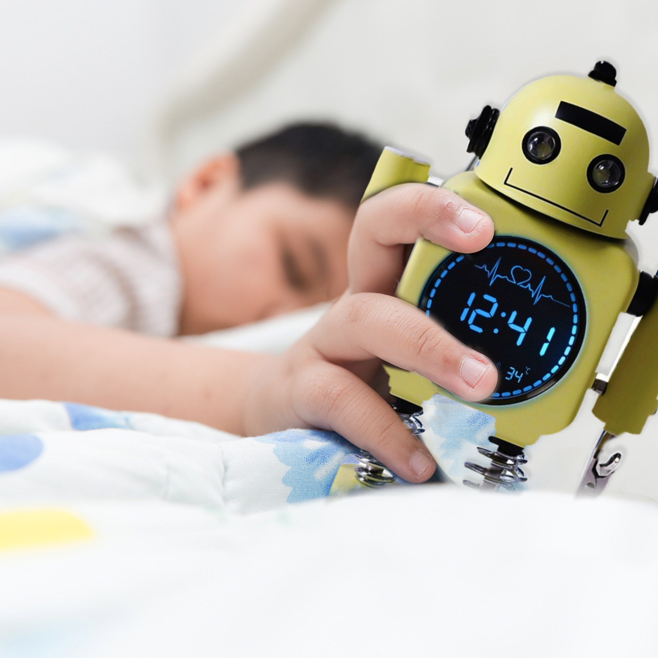 Laser Kids Robot Alarm Clock - Yellow - Image 3