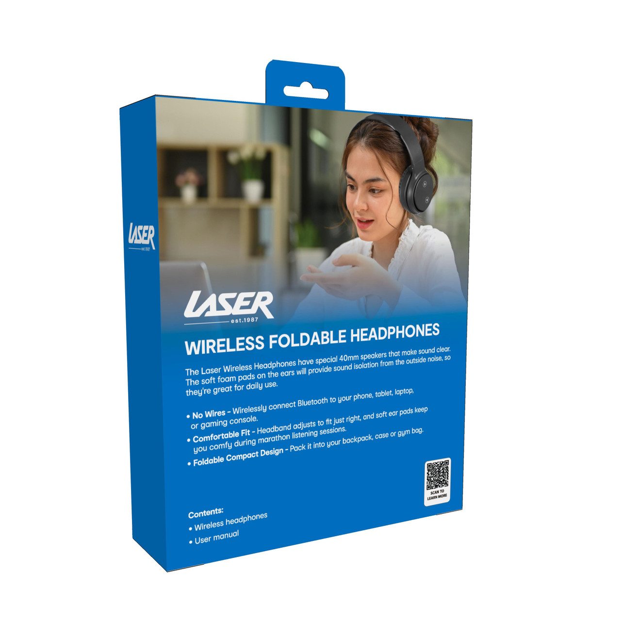 Laser Foldable Bluetooth Headphones with Mic Black - Image 8