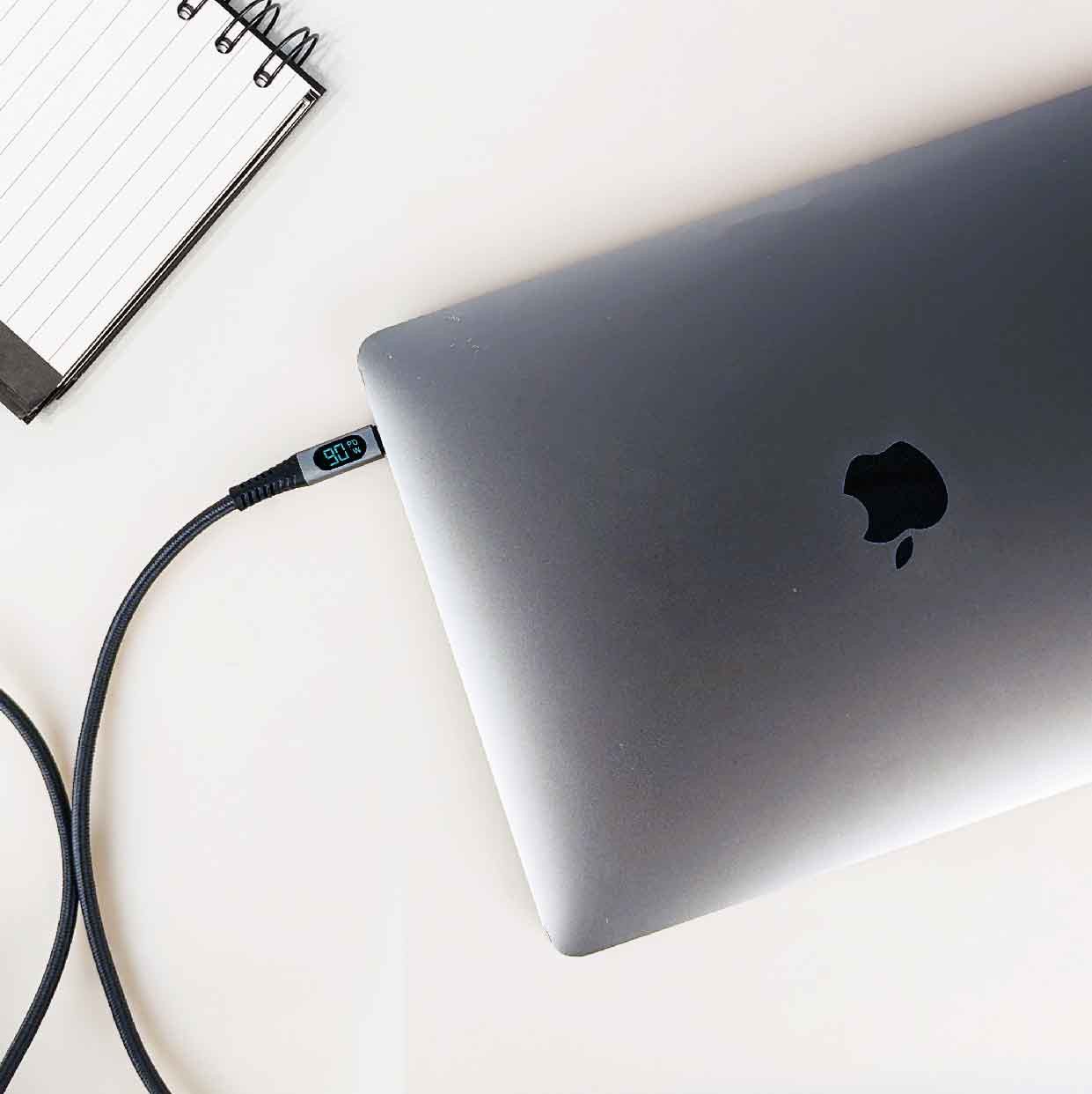 Laser 240W USB-C to USB-C LCD Braided Cable 1M - Image 2