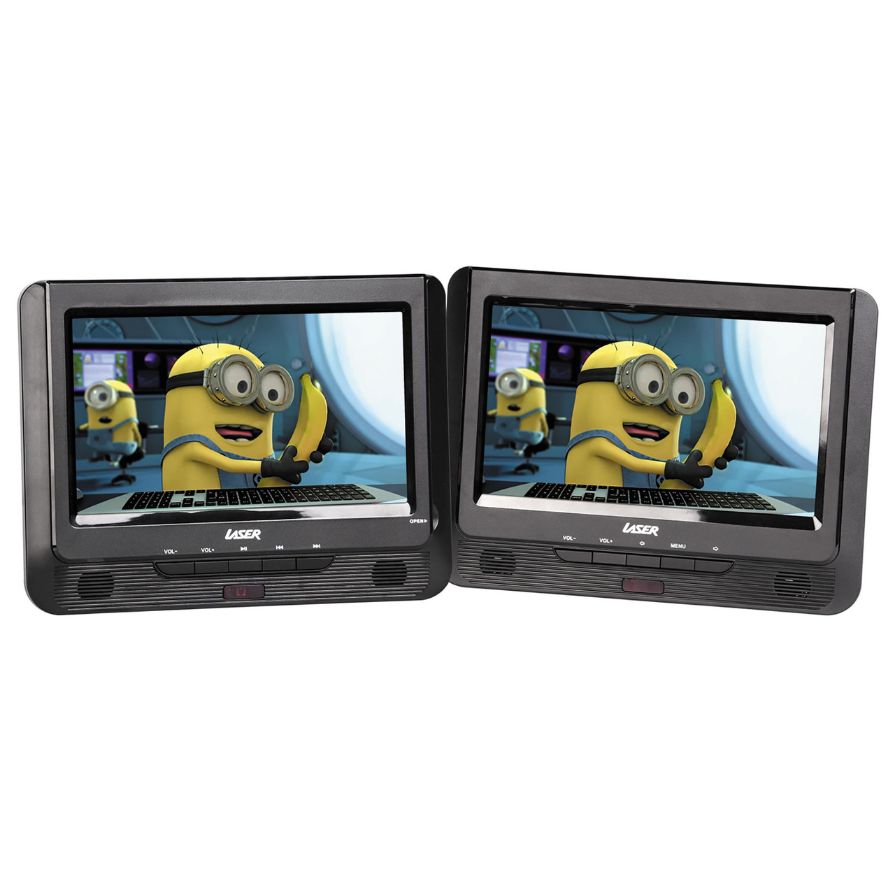 Laser 9 Inch Dual Screen DVD Player Black - Image 1
