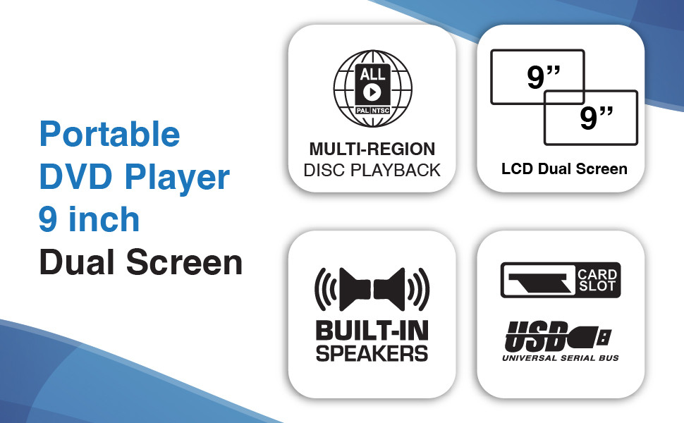 Laser 9 Inch Dual Screen DVD Player Black - Image 2