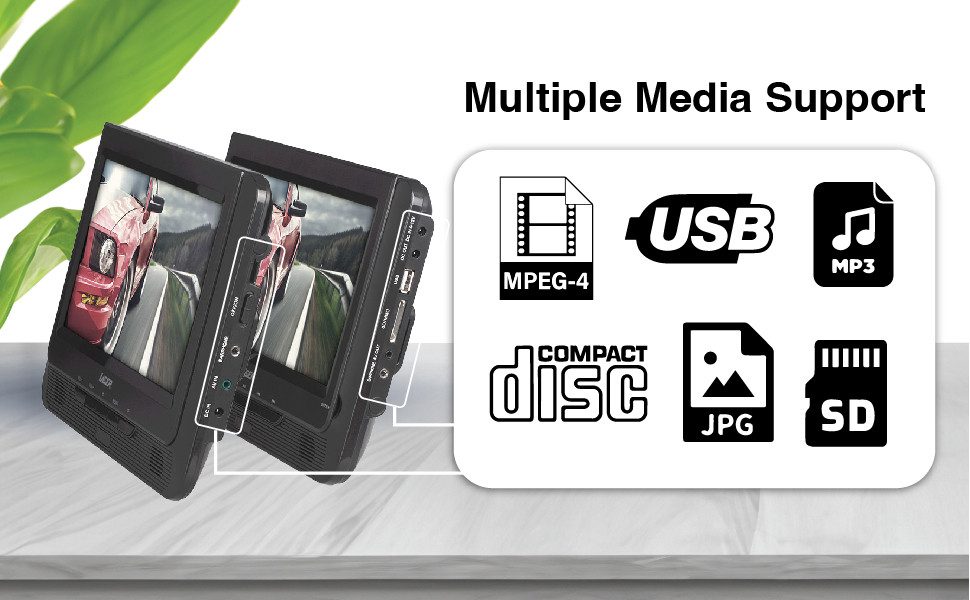 Laser 9 Inch Dual Screen DVD Player Black - Image 5
