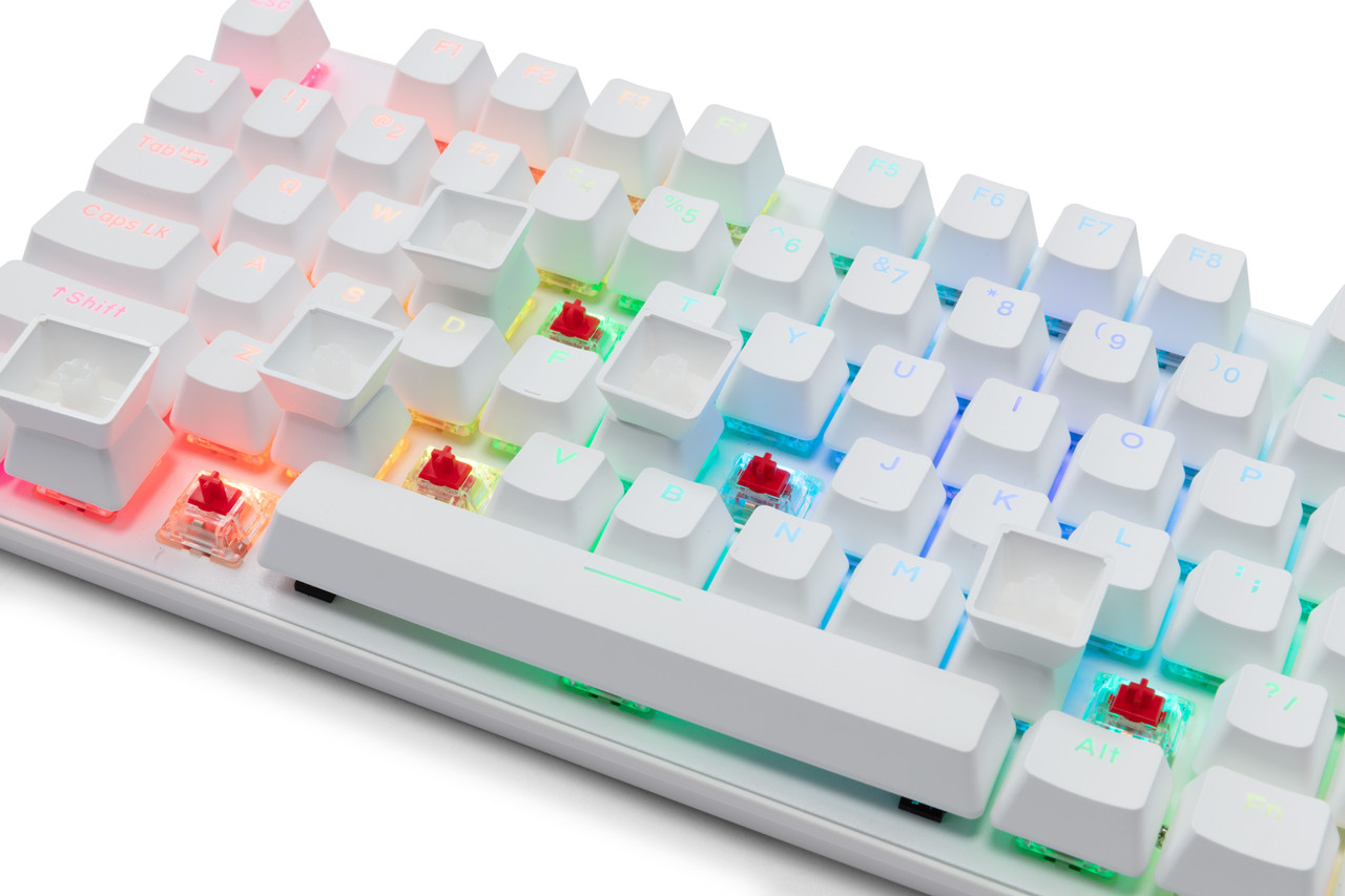 G-TEK Cyborg 87-Key Wired Bluetooth Keyboard White - Image 1