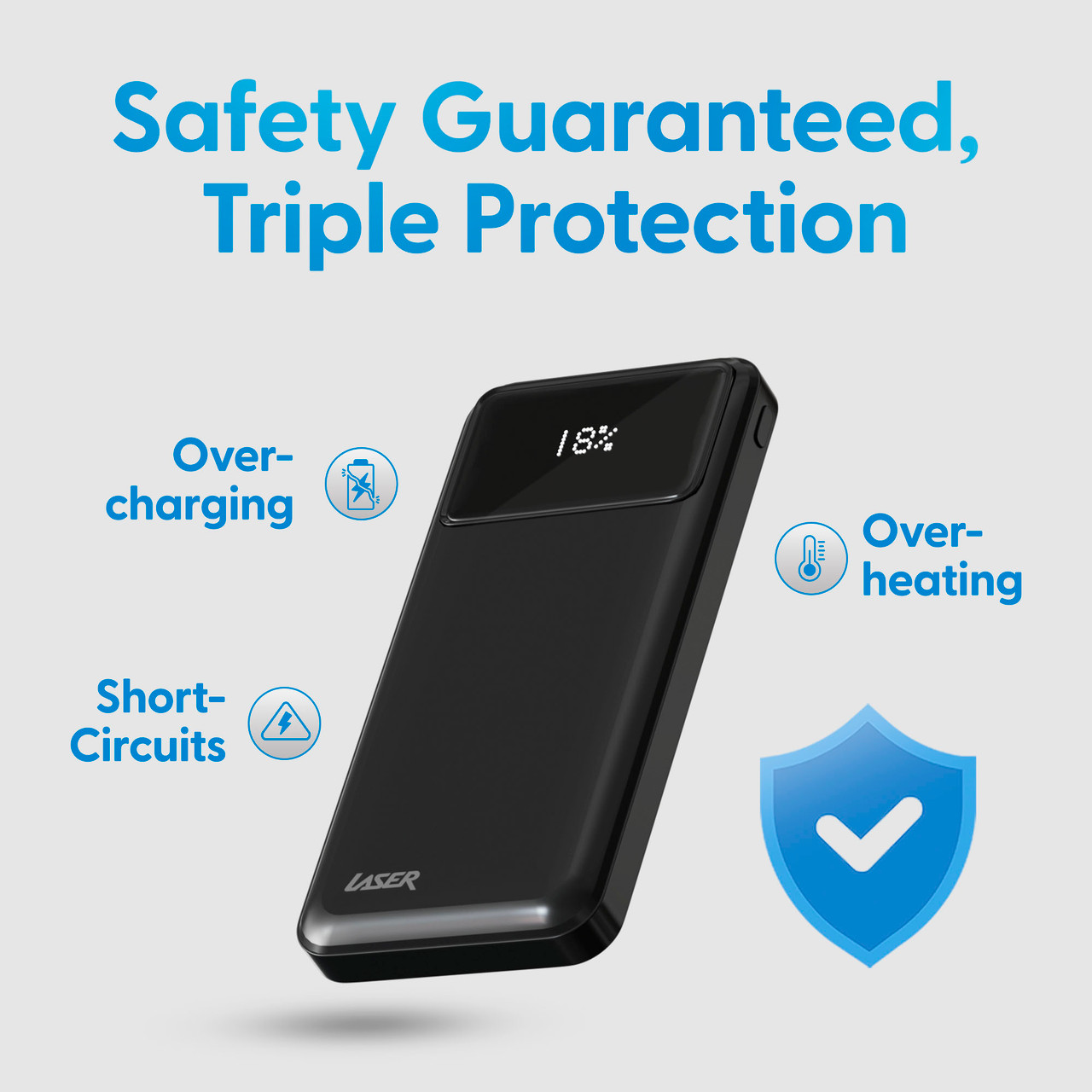 Laser 10000mAh Powerbank 18W PD with LED Indicator Black - Image 4