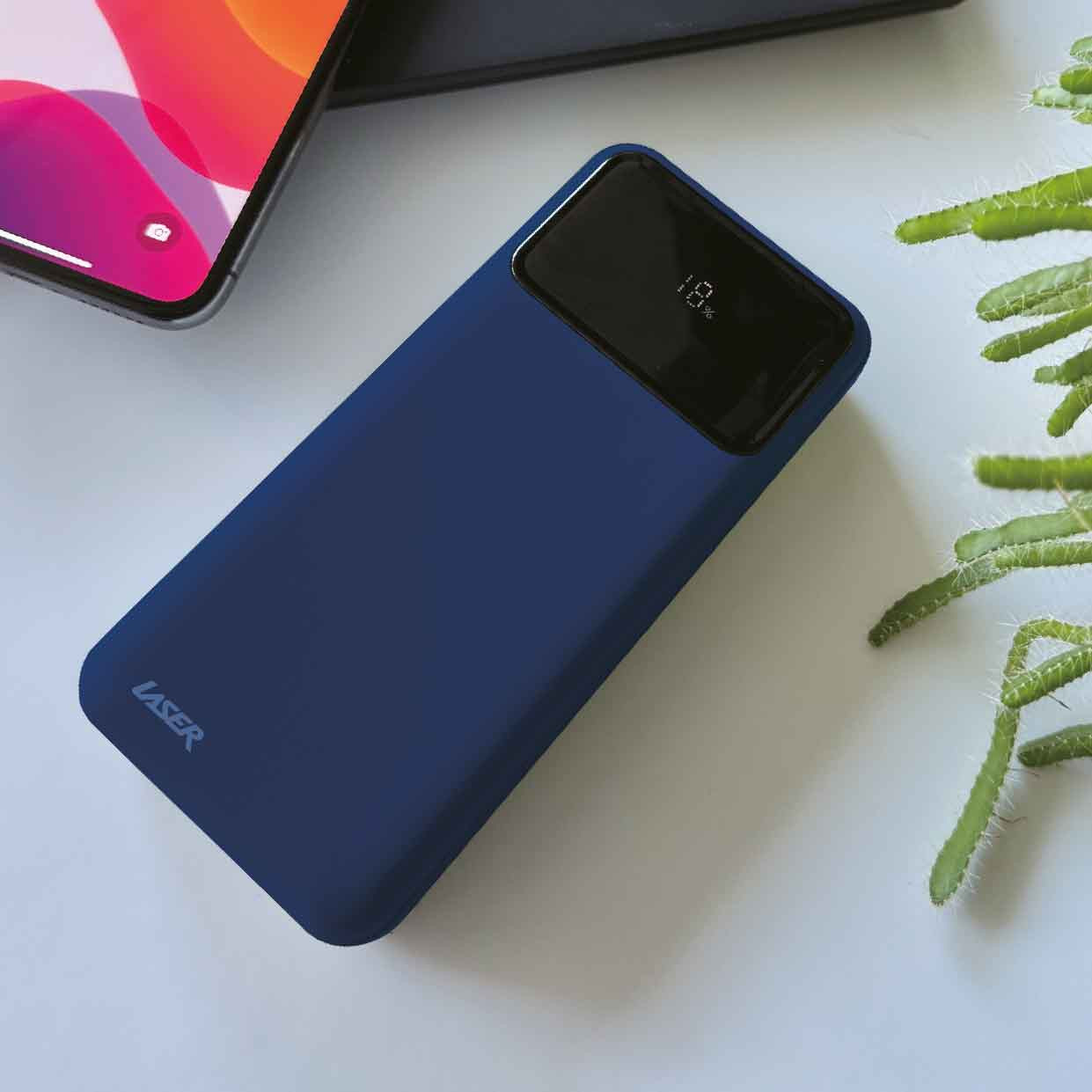 Laser 10000mAh Powerbank 18W PD with LED Navy - Image 2