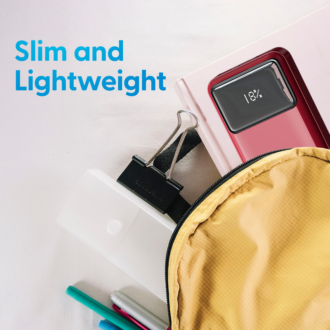 Laser 10000mAh Powerbank 18W PD with LED Indicator Red - Image 3