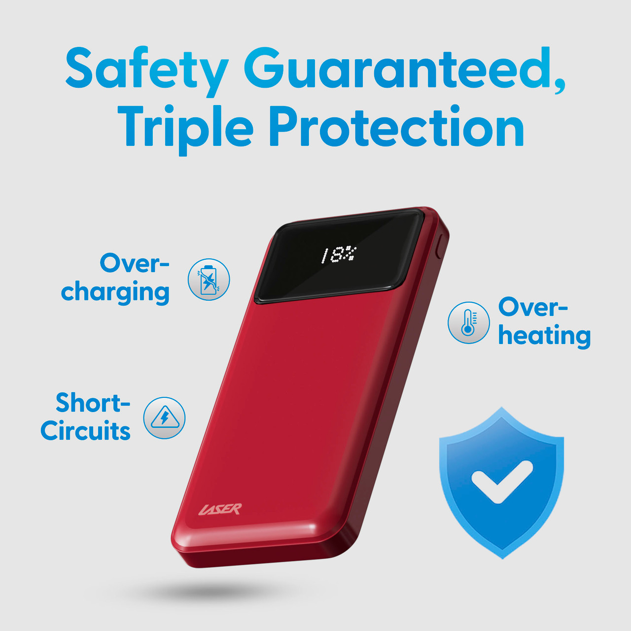 Laser 10000mAh Powerbank 18W PD with LED Indicator Red - Image 6