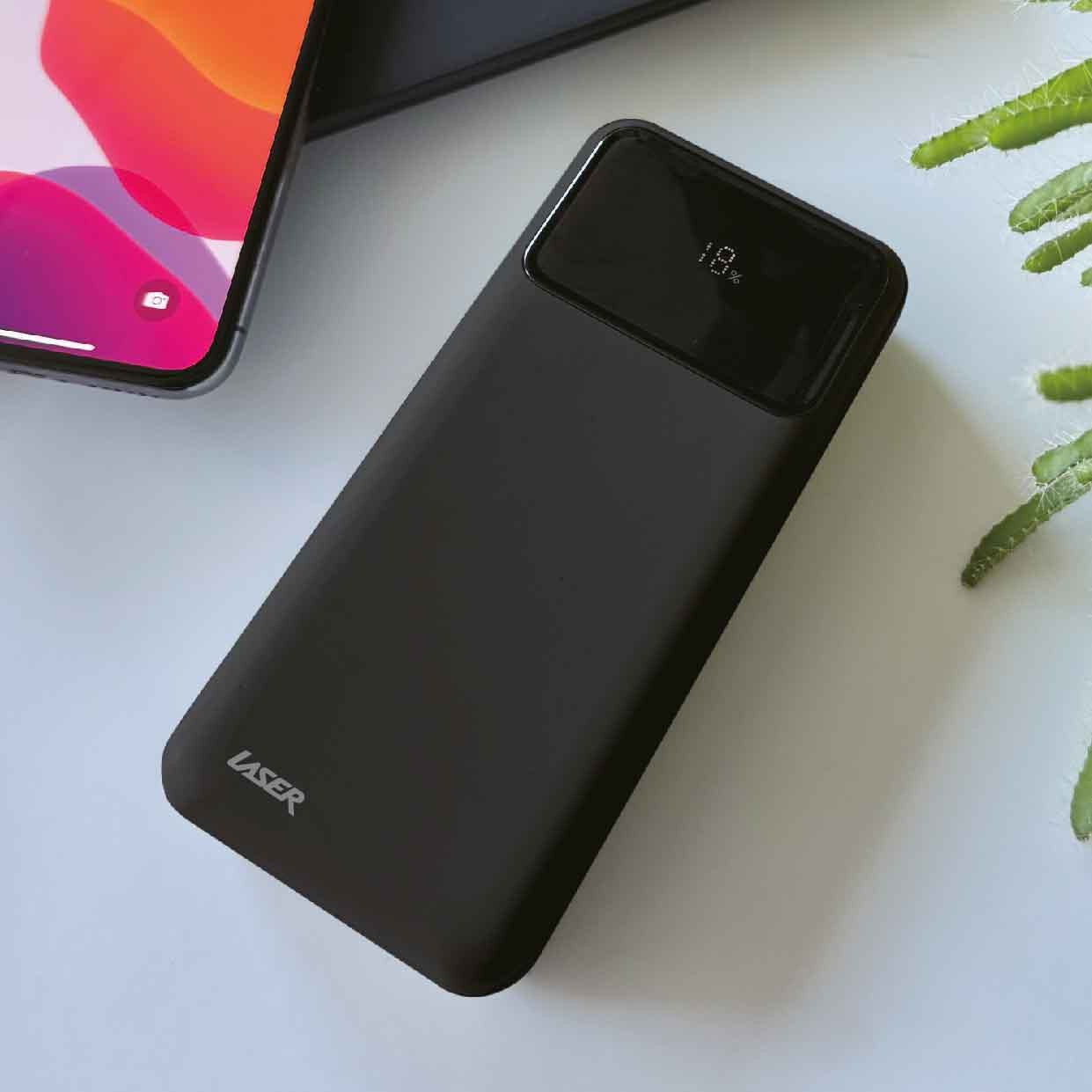 Laser 20000mAh Powerbank 18W PD with LED Black - Image 3