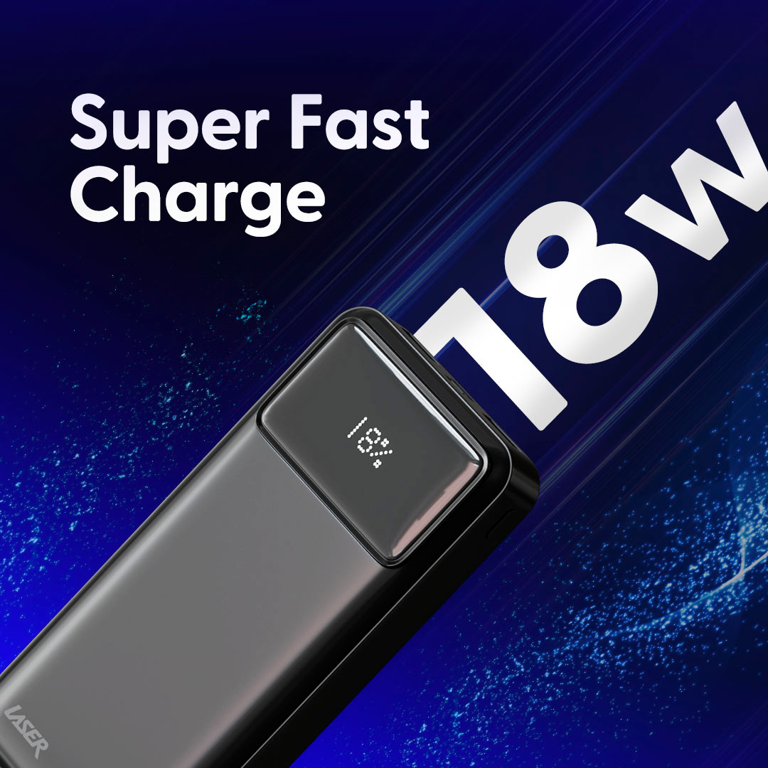 Laser 20000mAh Powerbank 18W PD with LED Black - Image 4