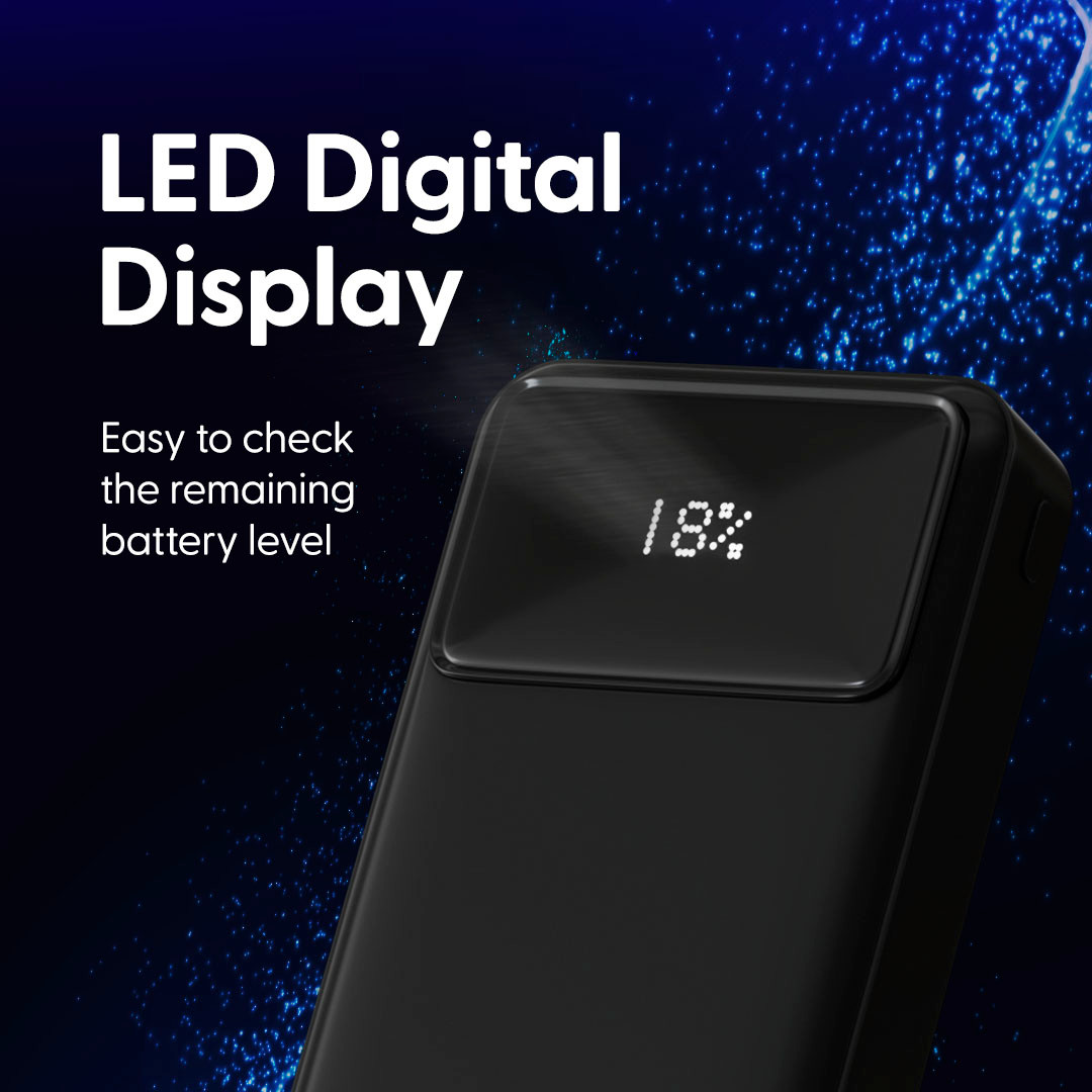 Laser 20000mAh Powerbank 18W PD with LED Black - Image 5