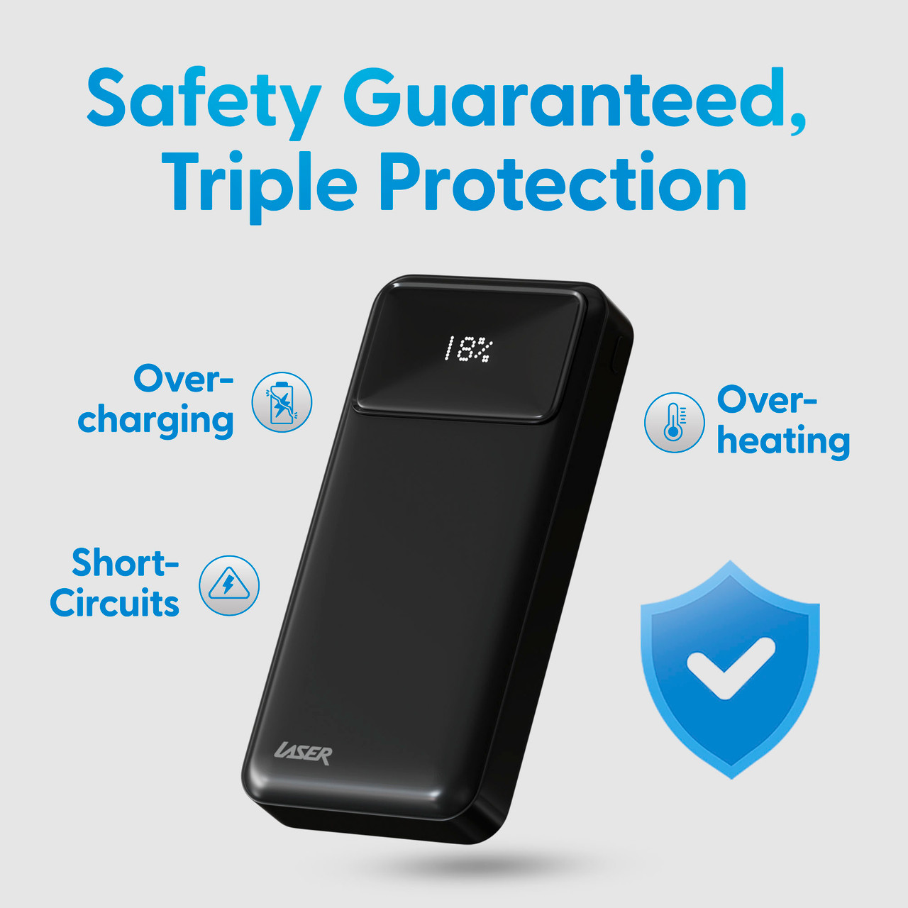 Laser 20000mAh Powerbank 18W PD with LED Black - Image 6