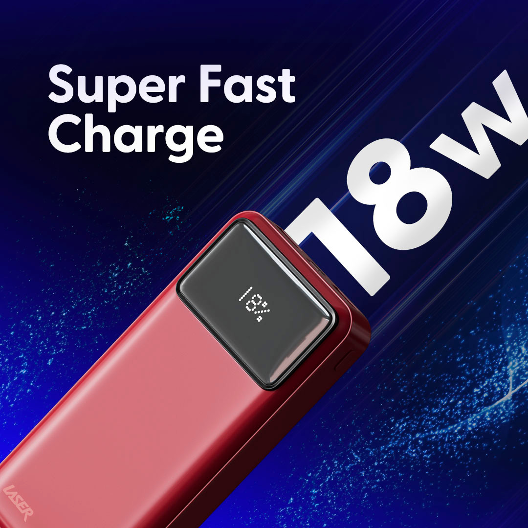 Laser 20000mAh Powerbank 18W PD with LED Red - Image 3