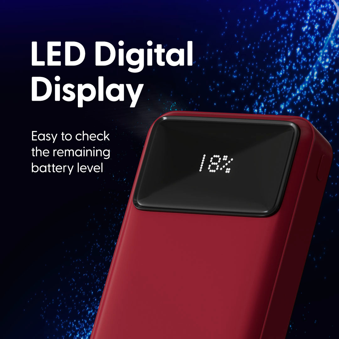 Laser 20000mAh Powerbank 18W PD with LED Red - Image 4