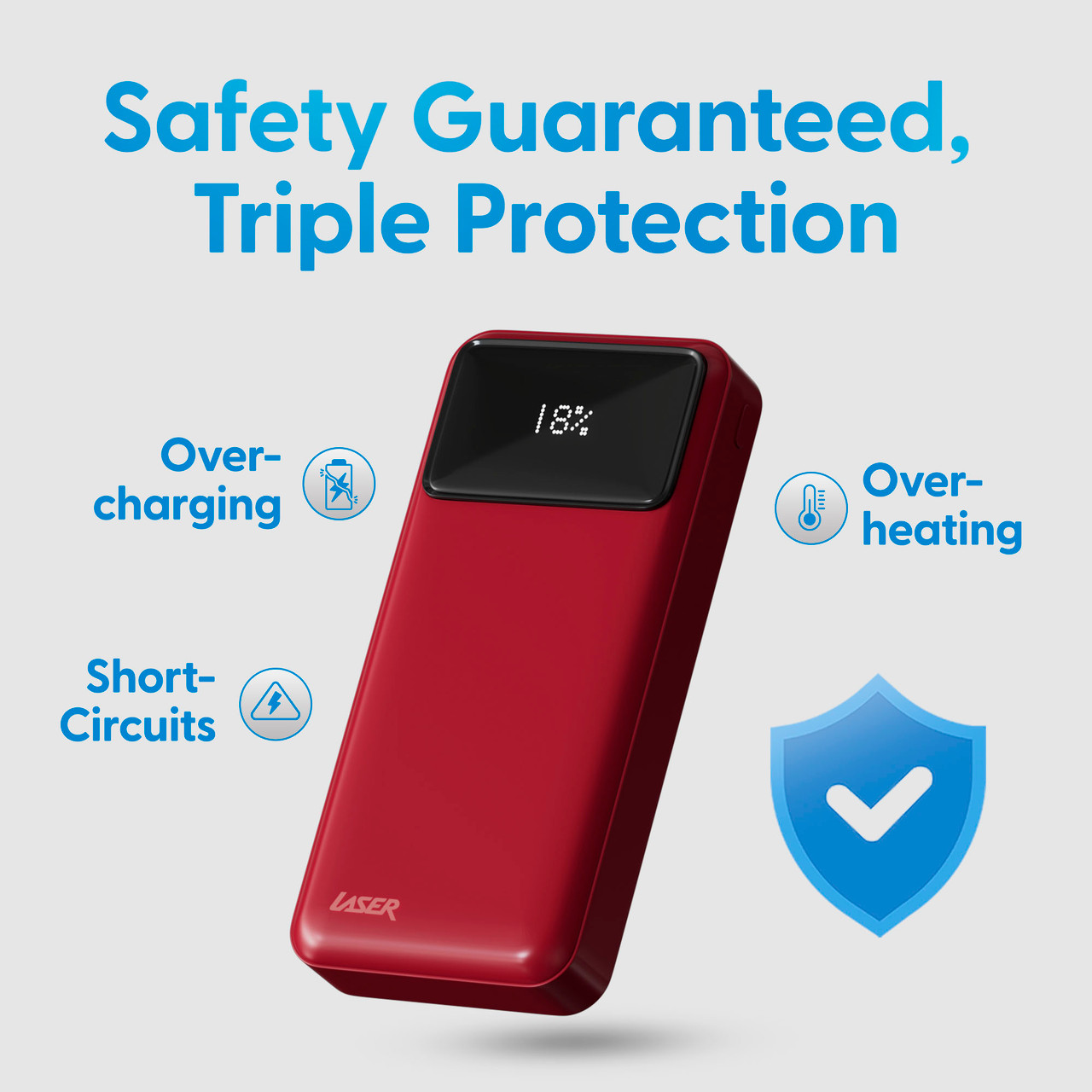 Laser 20000mAh Powerbank 18W PD with LED Red - Image 6