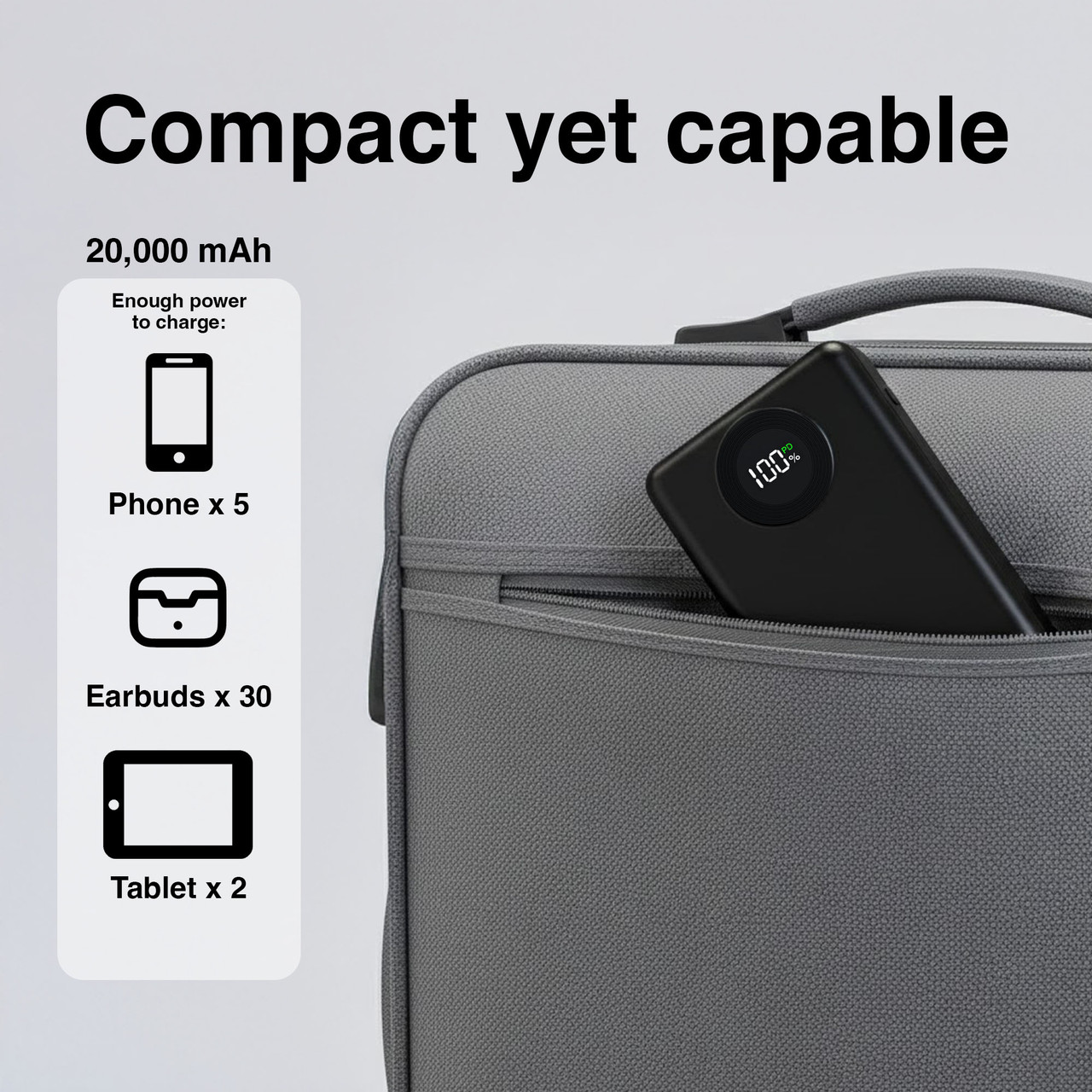 Laser 20000mAh Powerbank Battery Display Black - Image 3