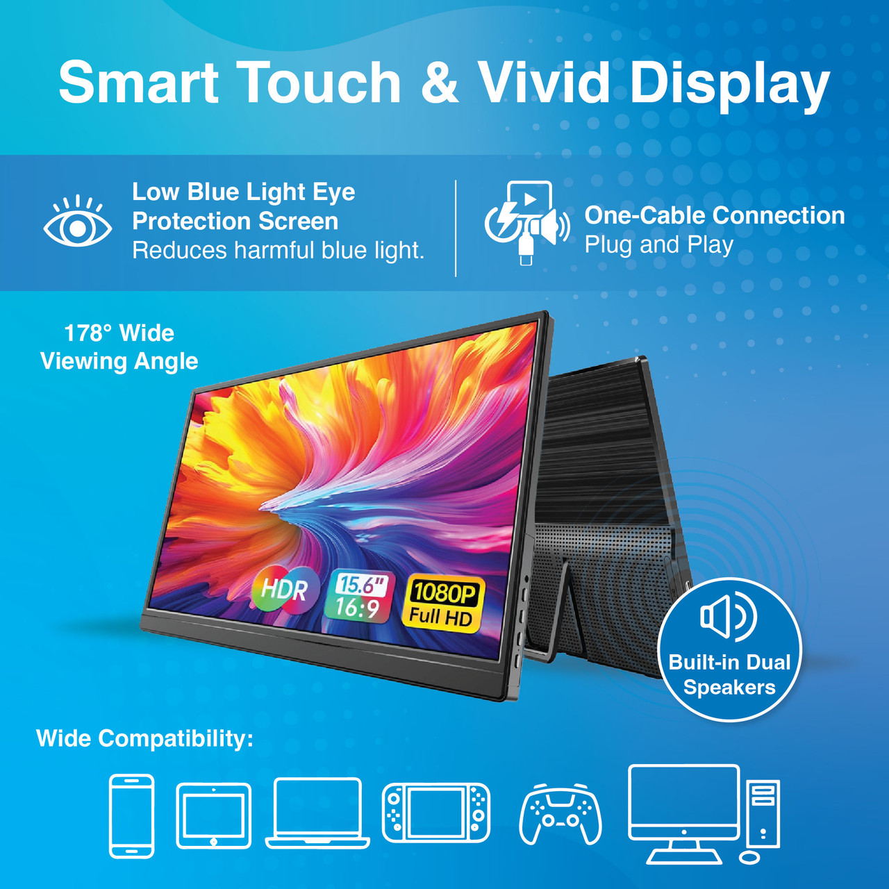 Laser 15.6 Portable Monitor with touch screen - Image 2