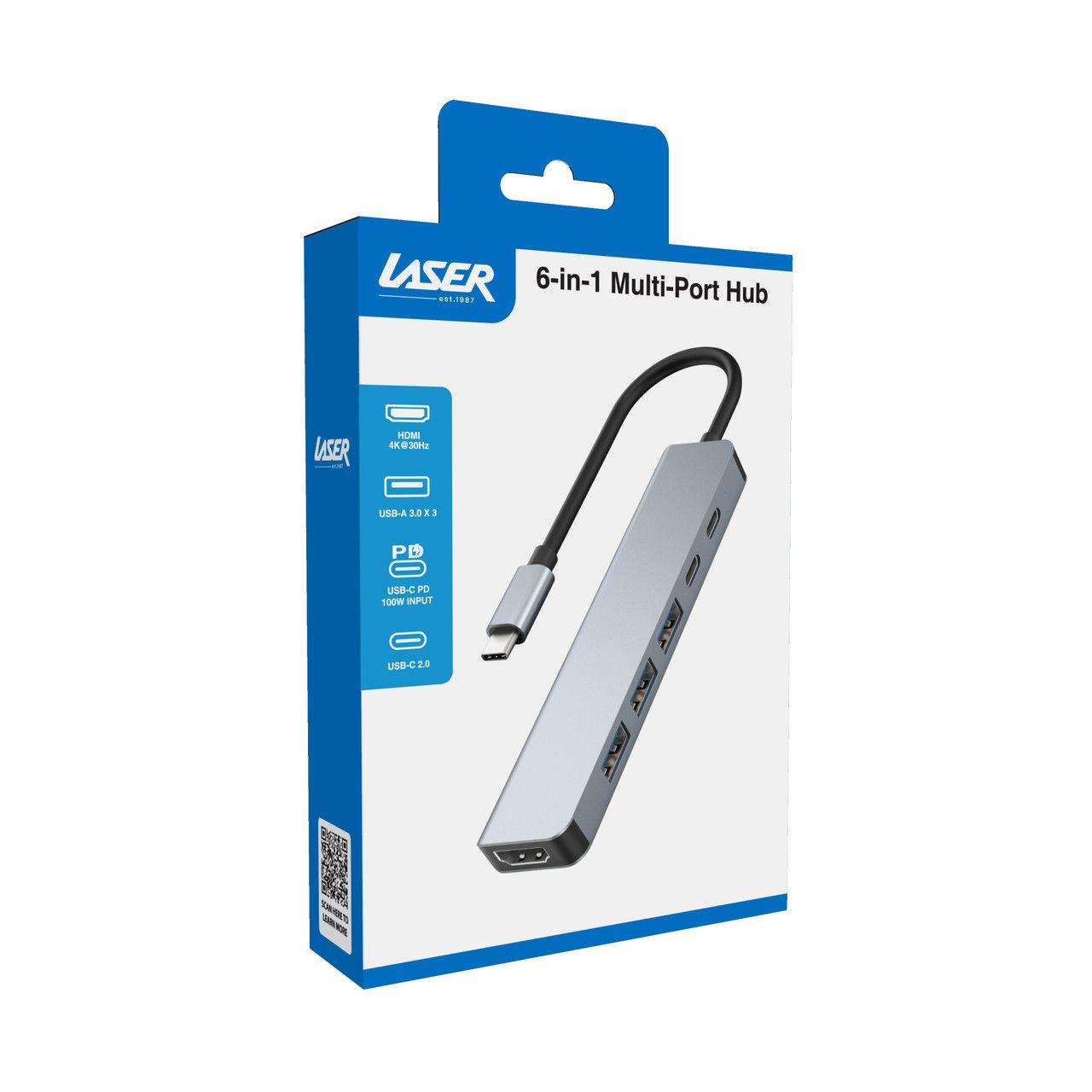 Laser USB-C 6-in-1 Multi-Port Hub with 4K HDMI and 100W PD Charging - Image 7