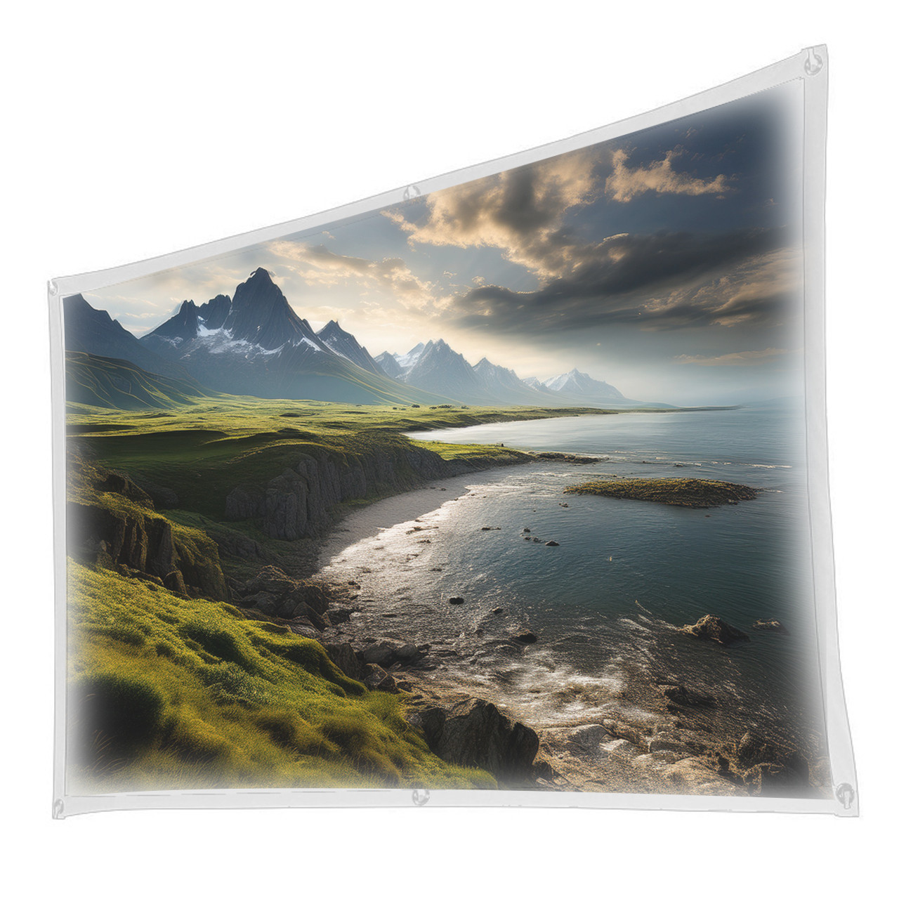 100 Inch White Projector Screen with Setup Kit - Image 5
