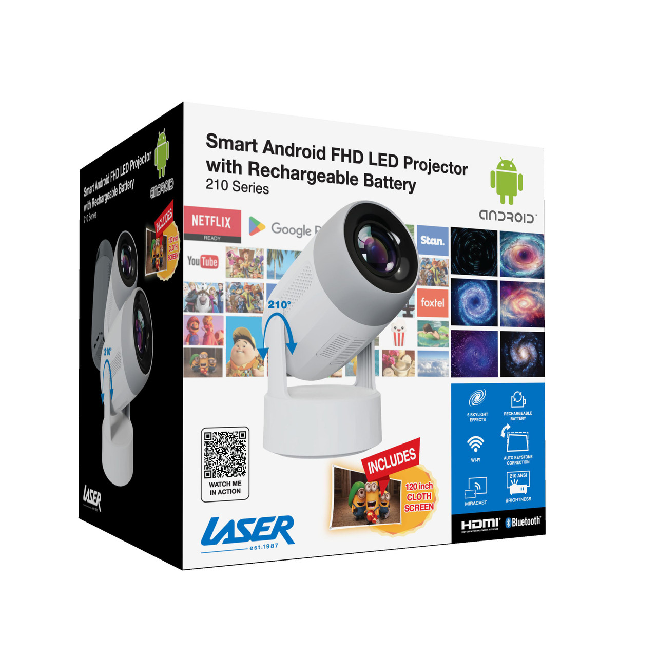 Laser Android LED Projector with Battery 1080p - Image 8