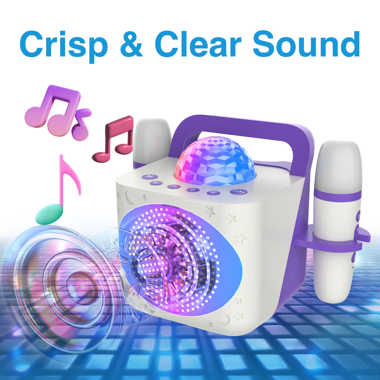 Laser Kids Disco Karaoke with Two Mics White - Image 6