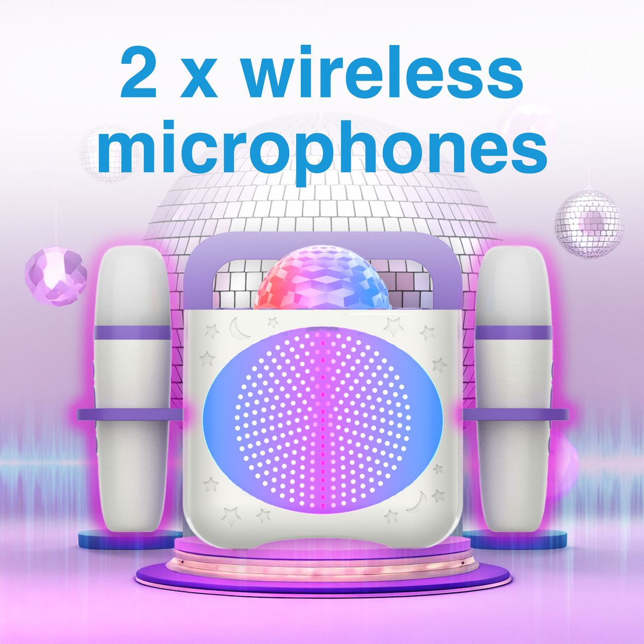 Laser Kids Disco Karaoke with Two Mics White - Image 7