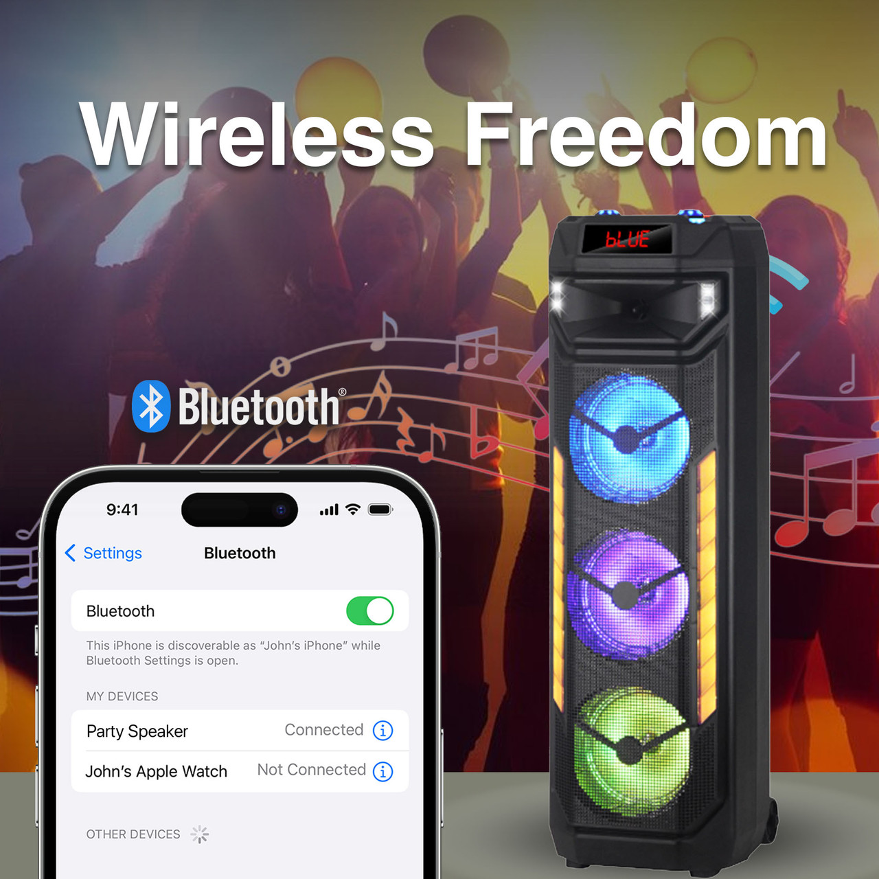 Laser RGB Tower Speaker with 40W Sound - Image 4