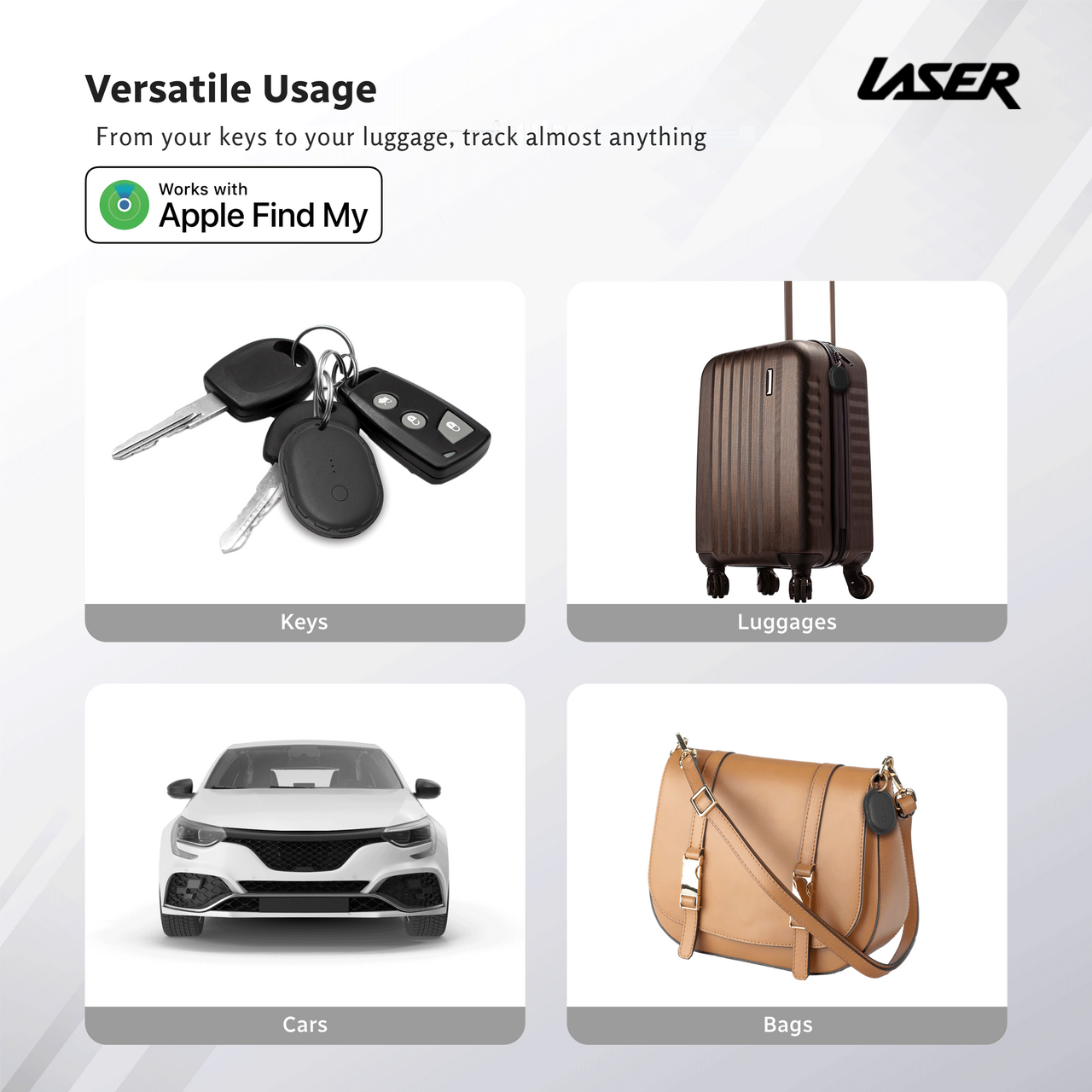 Laser Mini Smart Tag with Apple Find My Tracking White - Image 2