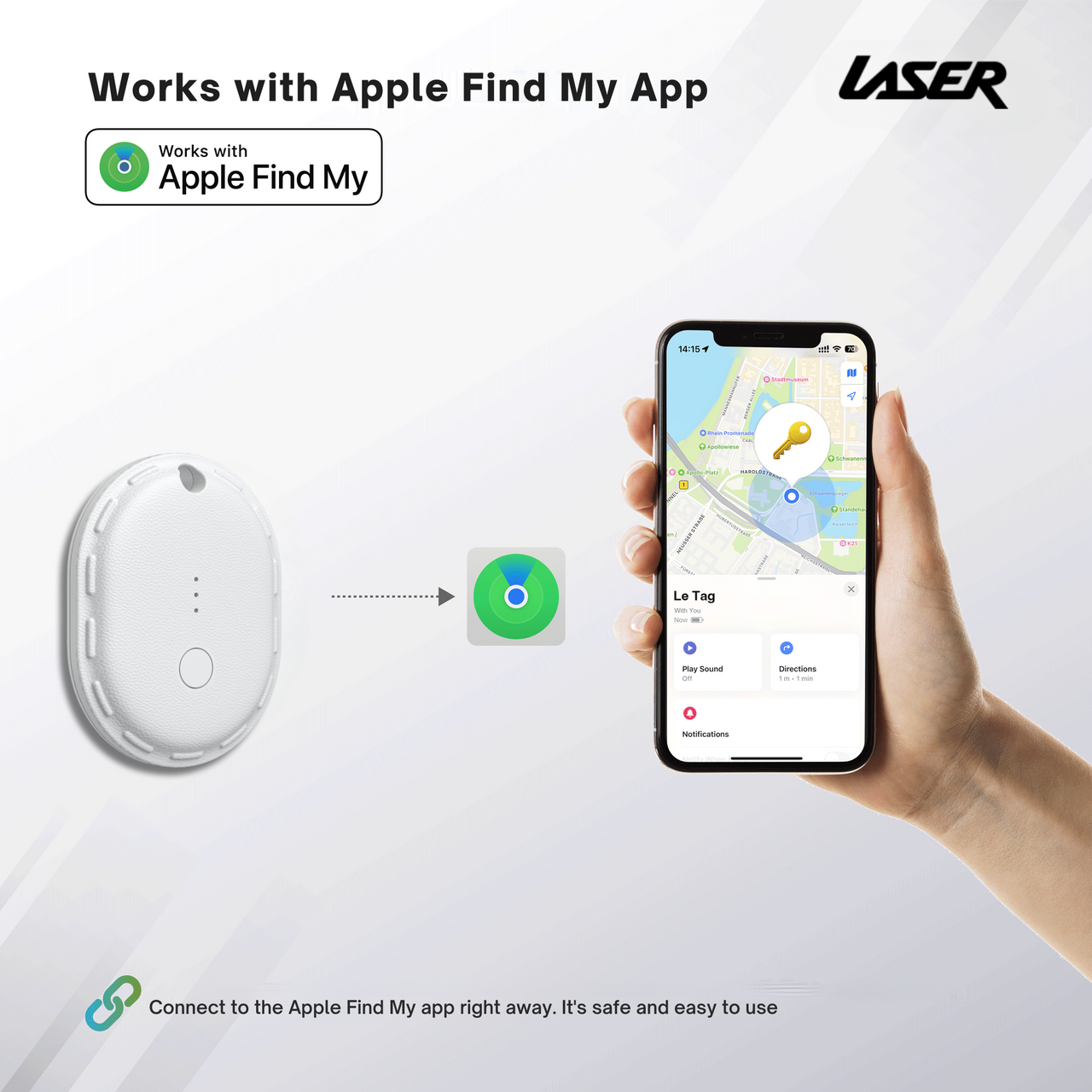 Laser Mini Smart Tag with Apple Find My Tracking White - Image 6