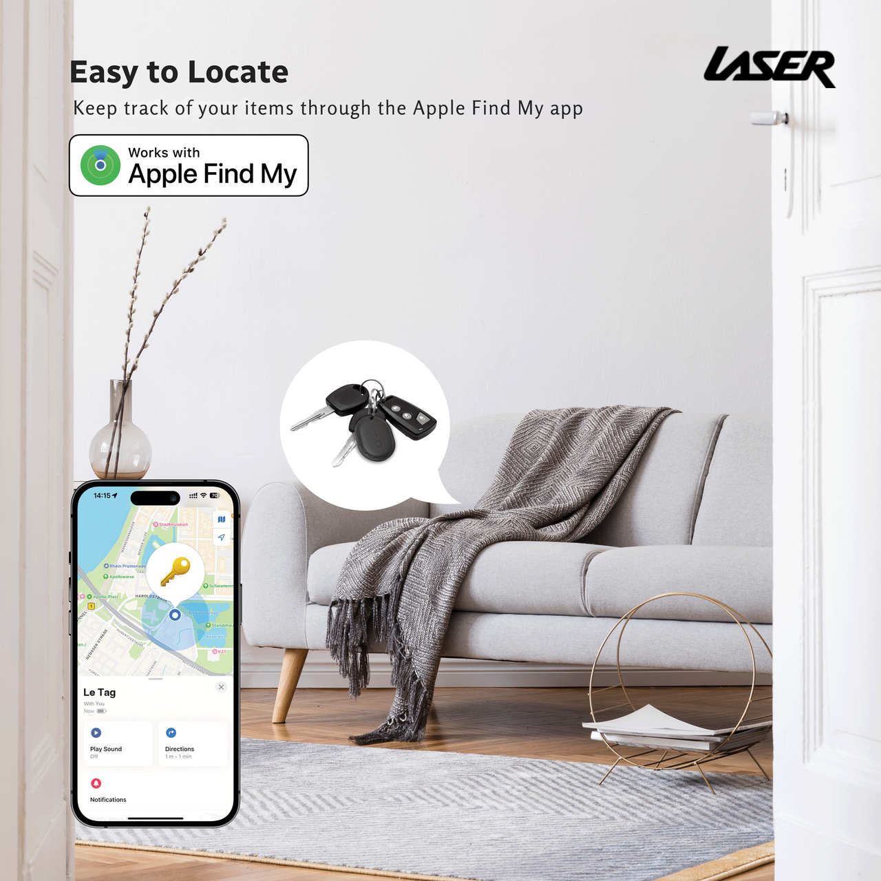 Laser Mini Smart Tag with Apple Find My Tracking White - Image 8