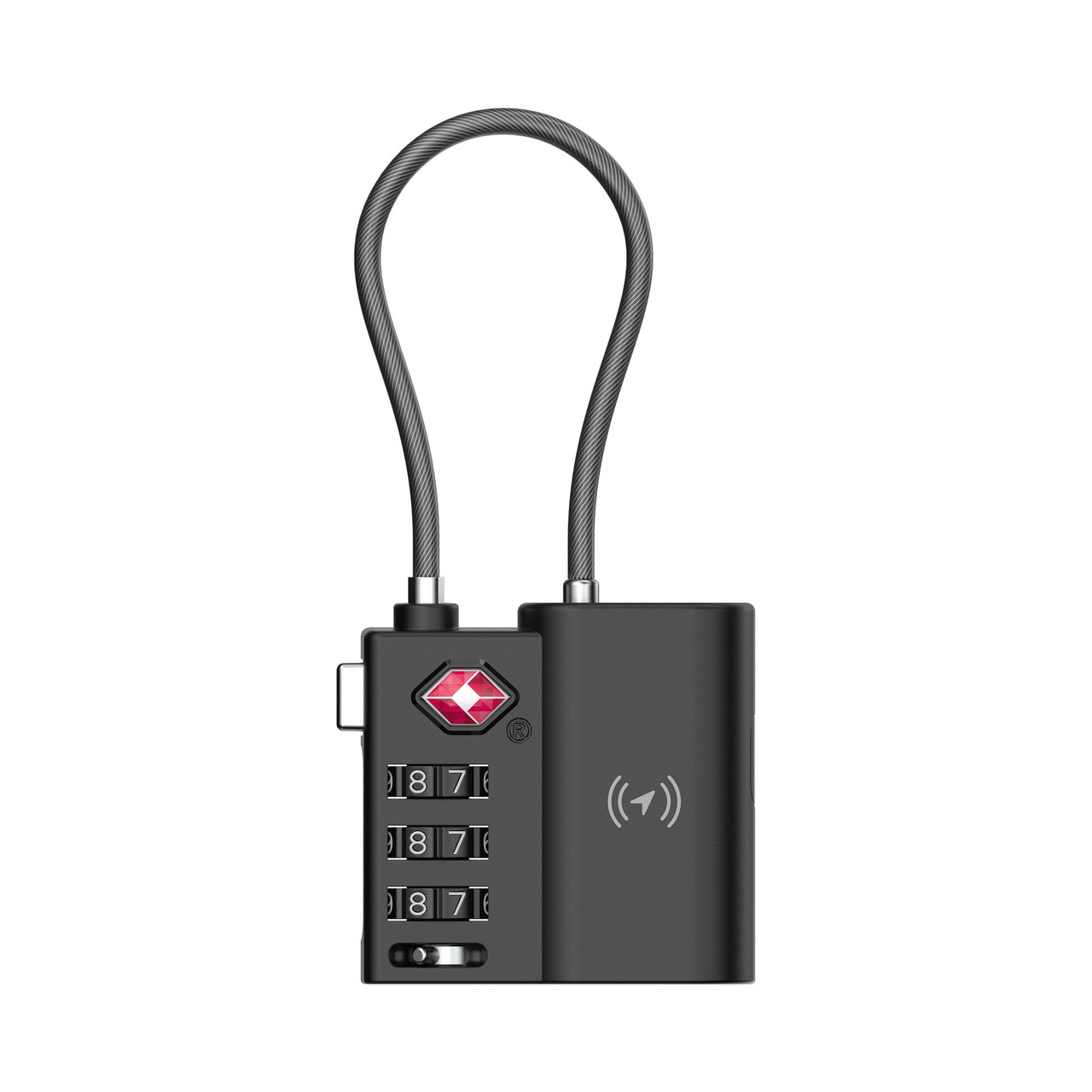 Laser TSA Lock Smart Tag with Rechargeable Battery Black - Image 1
