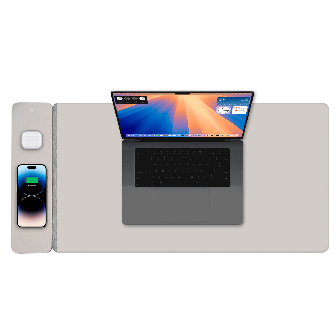 Laser Wireless Charging Desk Mat Grey - Image 1
