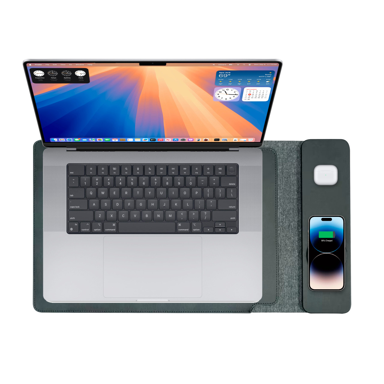Laser Wireless Charging Laptop Sleeve Up to 16 Inch Black - Image 1