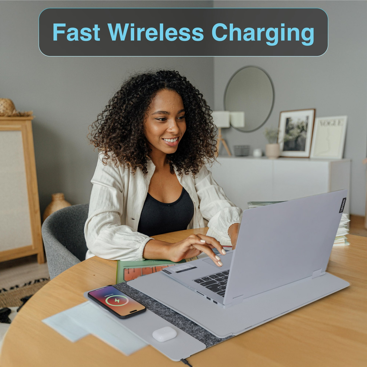 Laser Wireless Charging Laptop Sleeve Up to 16 Inch Grey - Image 5