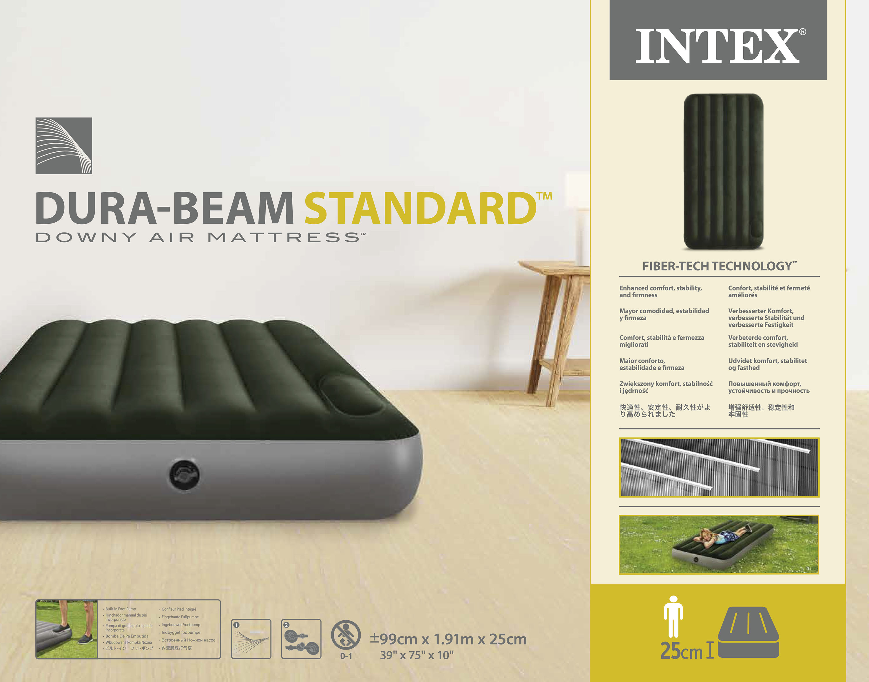 Intex Single (Twin) Classic Airbed With Built in Pump 64761 - Image 8