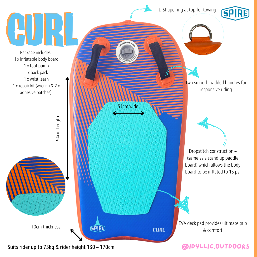 Spire Curl Inflatable Body Board - SP-BB-94 - Image 2