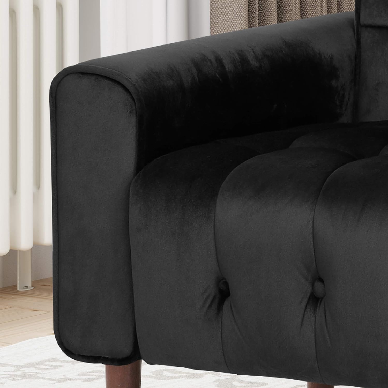 Lewisham Black Tufted Velvet Armchair - Image 3