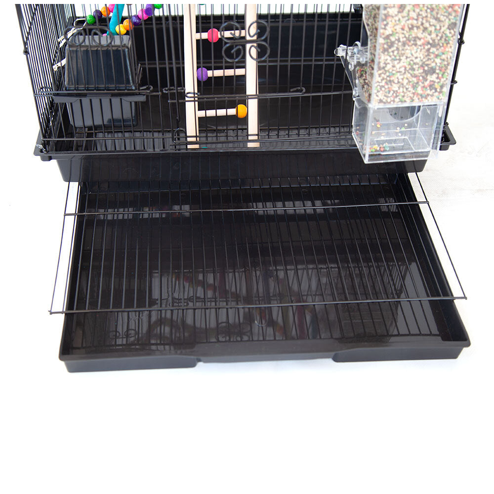Samland Dome Top High Bird Cage on Stand with Play Toys Black - Image 4