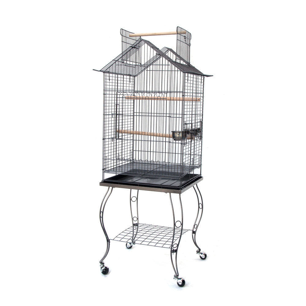 Samland BIRD PARROT CAGE WITH STAND COCKATIEL AMAZON AFRICAN GREY CAIQUE CONURE BLACK - Image 1
