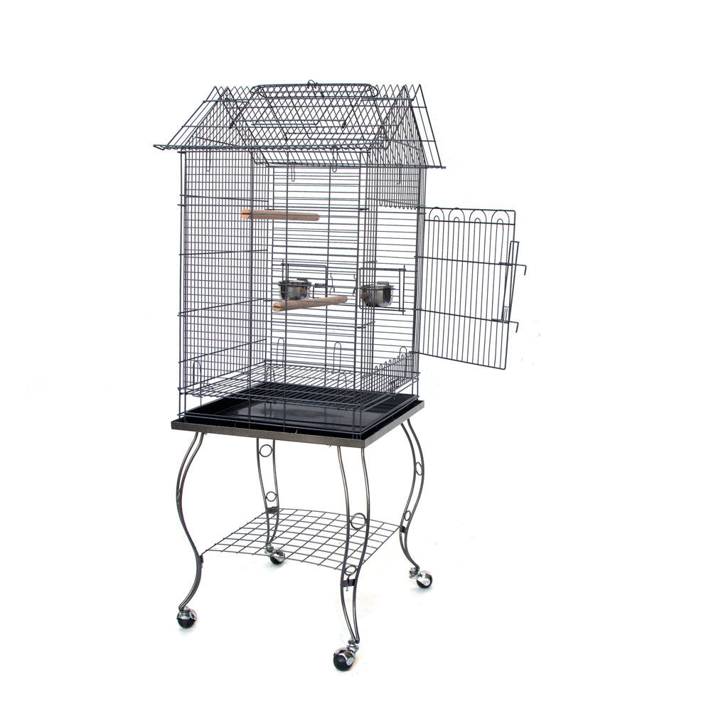 Samland BIRD PARROT CAGE WITH STAND COCKATIEL AMAZON AFRICAN GREY CAIQUE CONURE BLACK - Image 2