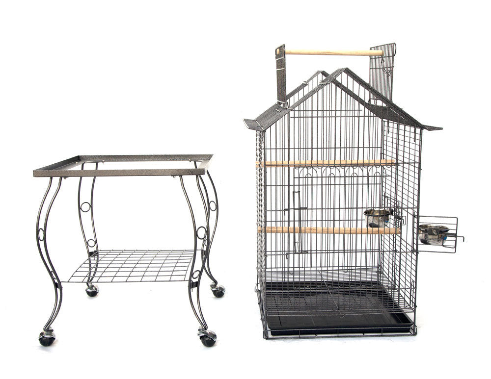 Samland BIRD PARROT CAGE WITH STAND COCKATIEL AMAZON AFRICAN GREY CAIQUE CONURE BLACK - Image 3