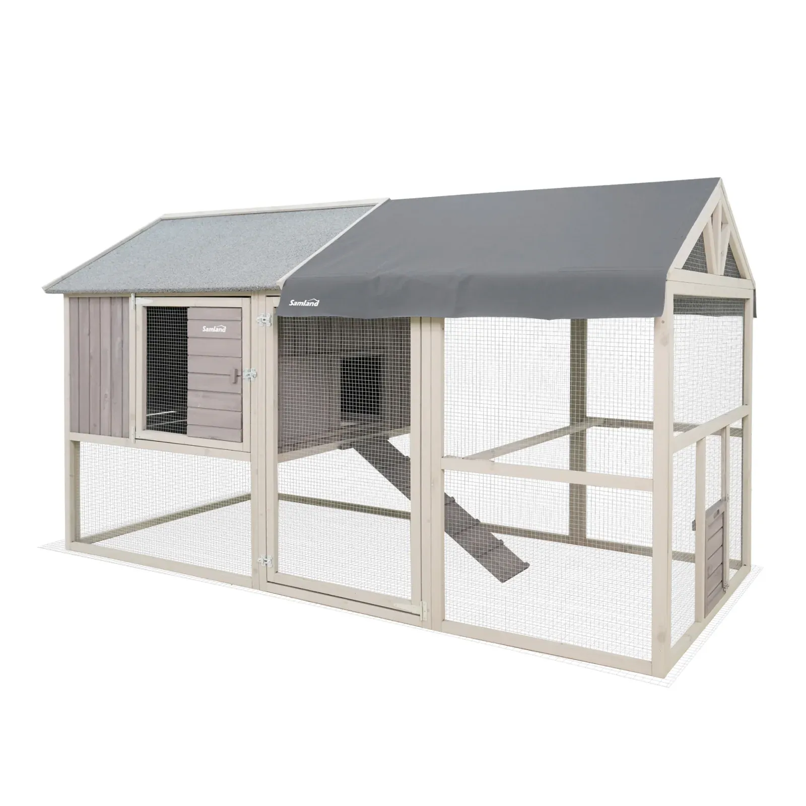 Samland Large Wooden Backyard Chicken Coop with Big Run and Nesting Boxes - Image 1