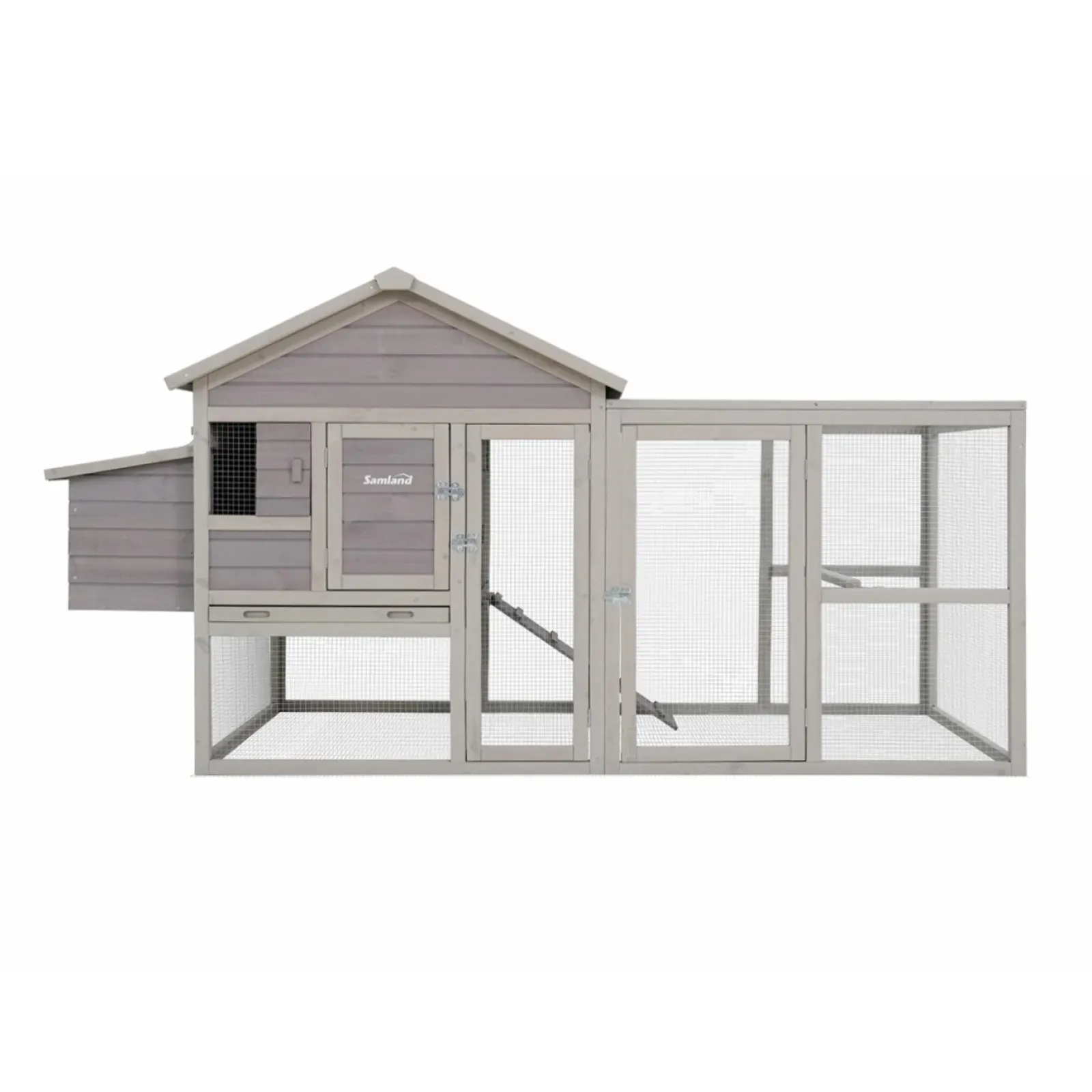 Samland Wooden Outdoor Chicken Coop with Nesting Box, Large Run & Waterproof Roof - Image 1