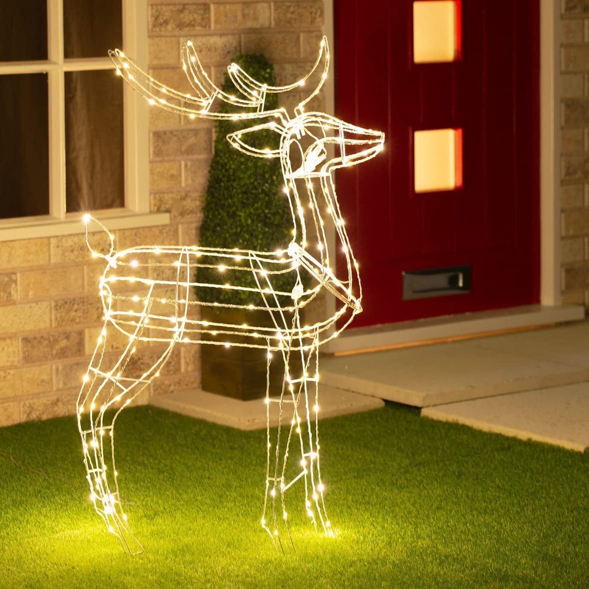 Samland Led Warm White Copper Wired 3d Standing Reindeer For Christmas Decoration - Image 1