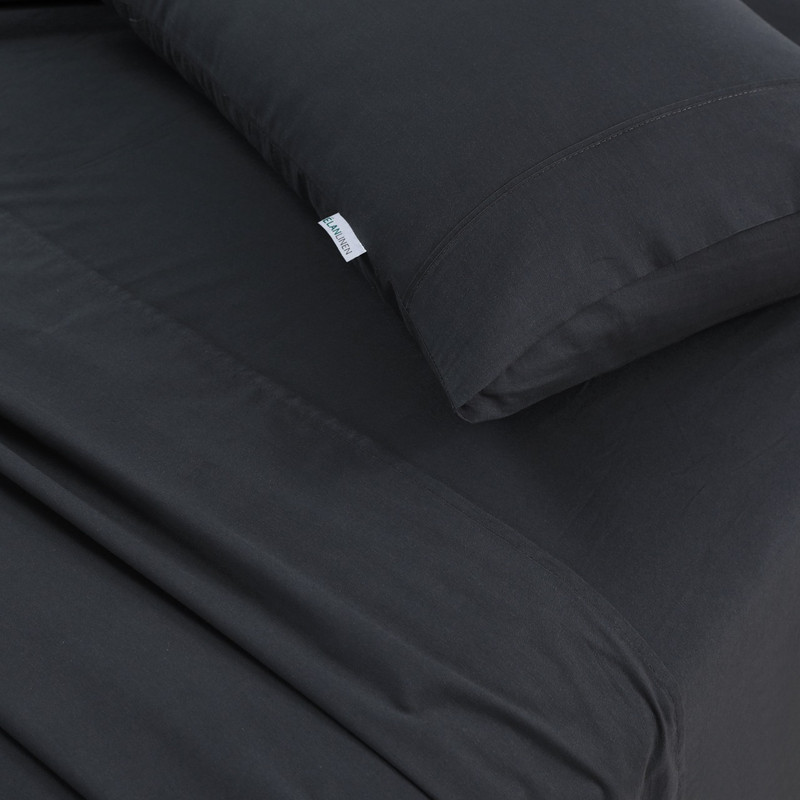 Elan Linen 100% Egyptian Cotton Vintage Washed 500TC Charcoal Queen Bed Sheets Set - Image 5