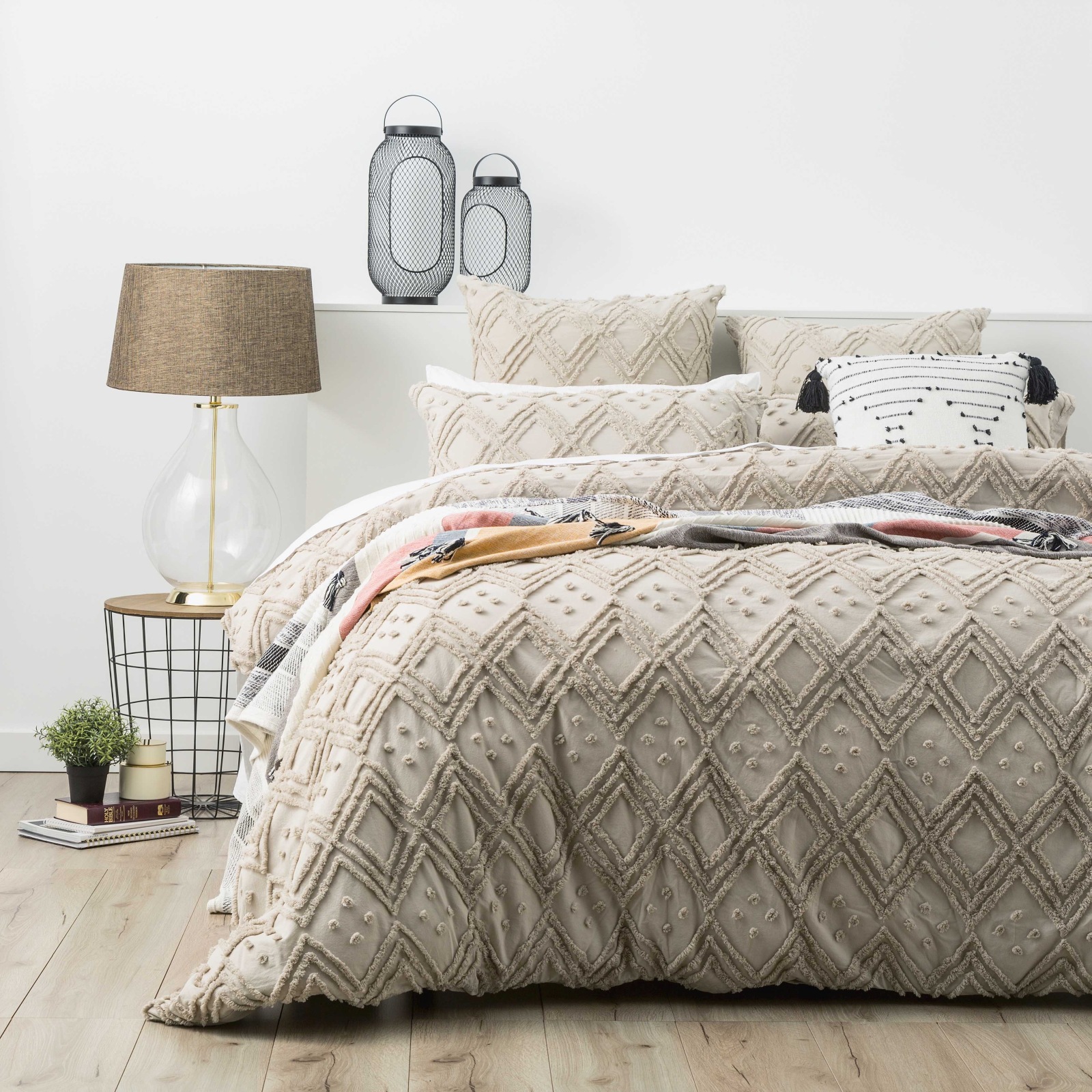 Medallion Cotton Vintage Washed Tufted Stone European Pillowcase by Park Avenue - Image 1