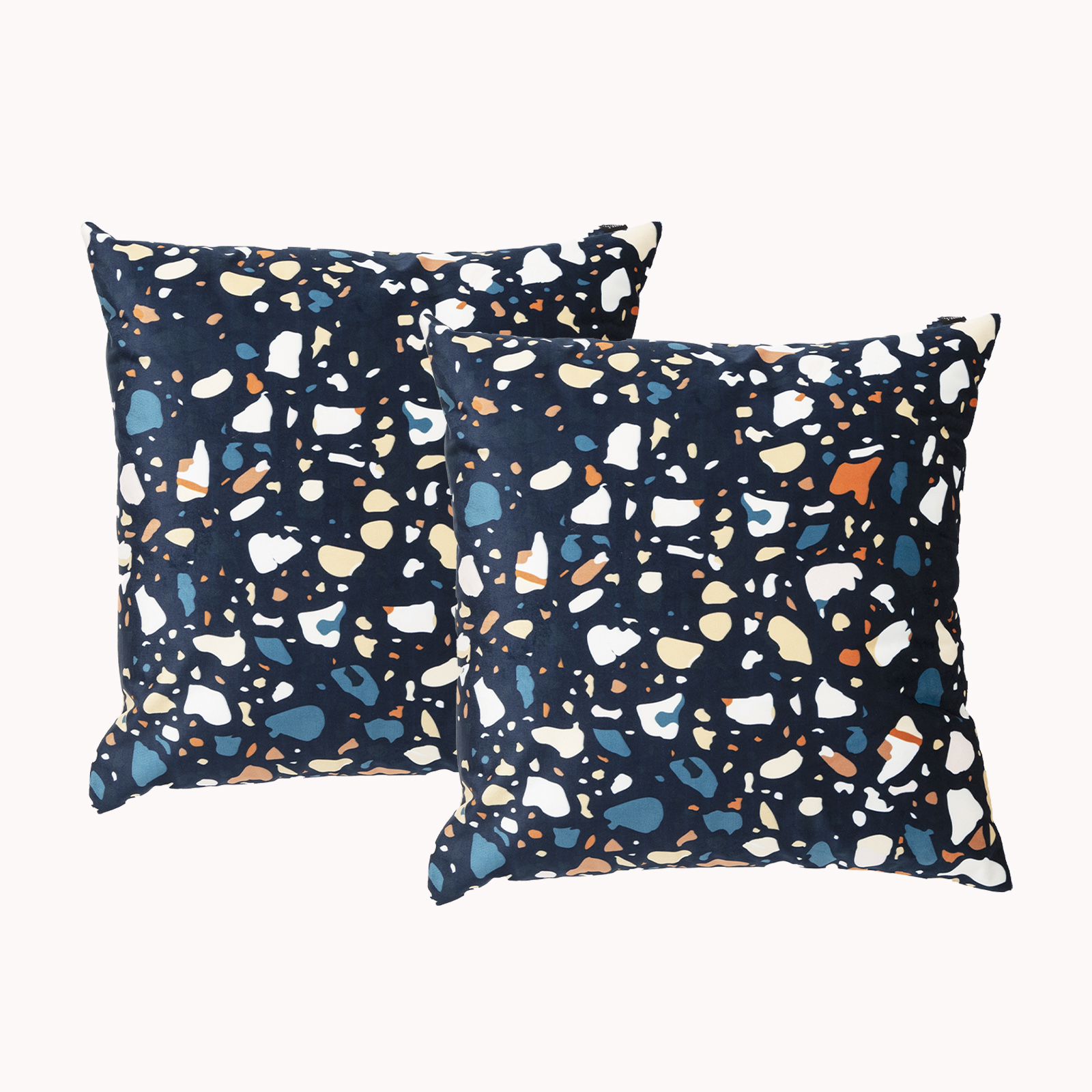 Terazzo Twin Pack Poly Velvet Printed Cushion by Renee Taylor - Image 1