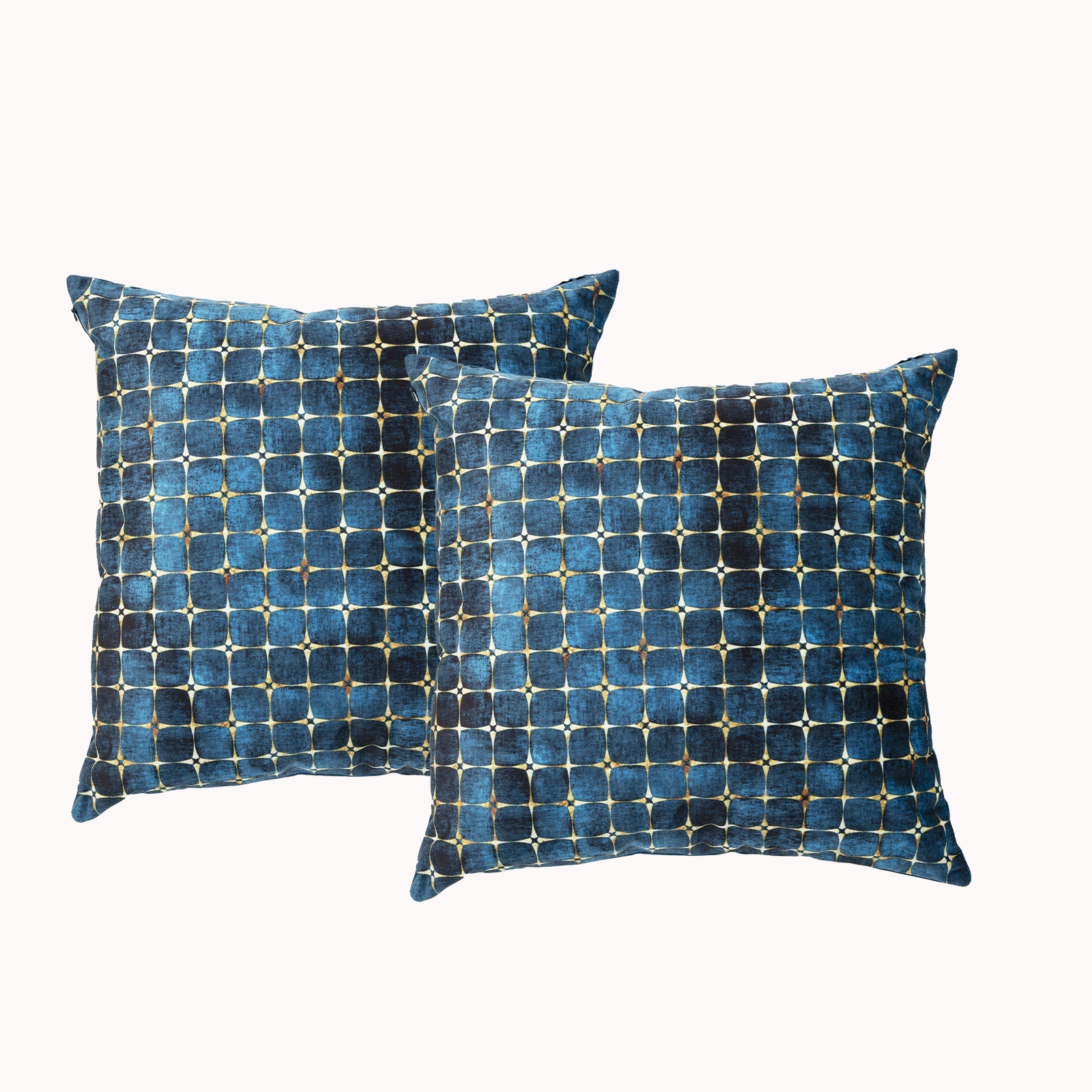 Cubic Twin Pack Poly Velvet Printed Cushion by Renee Taylor - Image 1