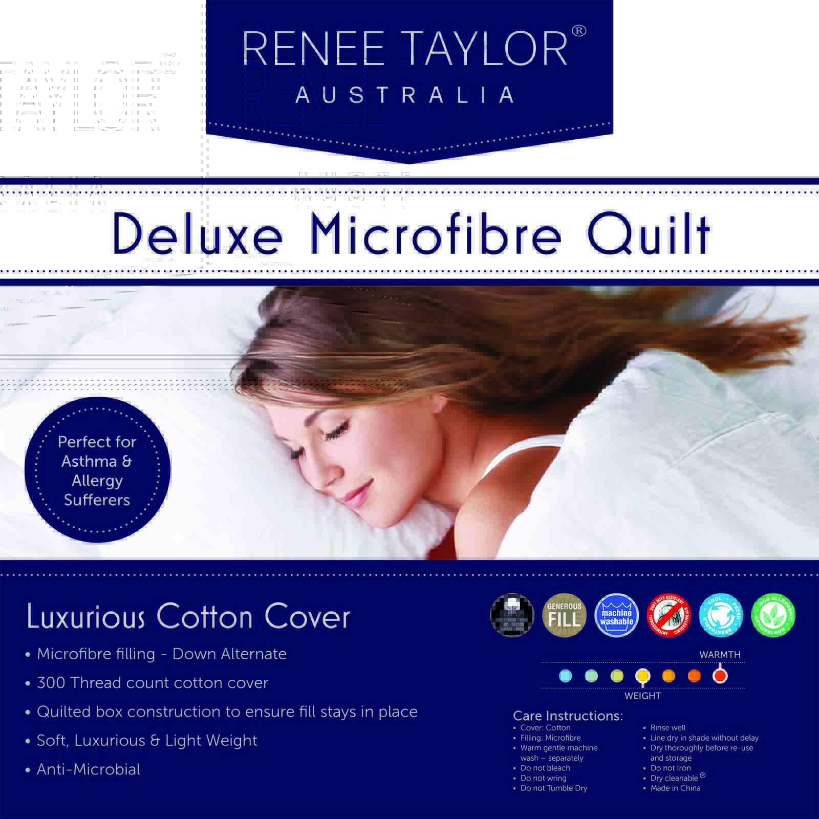 600 GSM Deluxe High Loft Quilt With Cotton Cover Premium Microfiber Filling by Renee Taylor Queen - Image 1